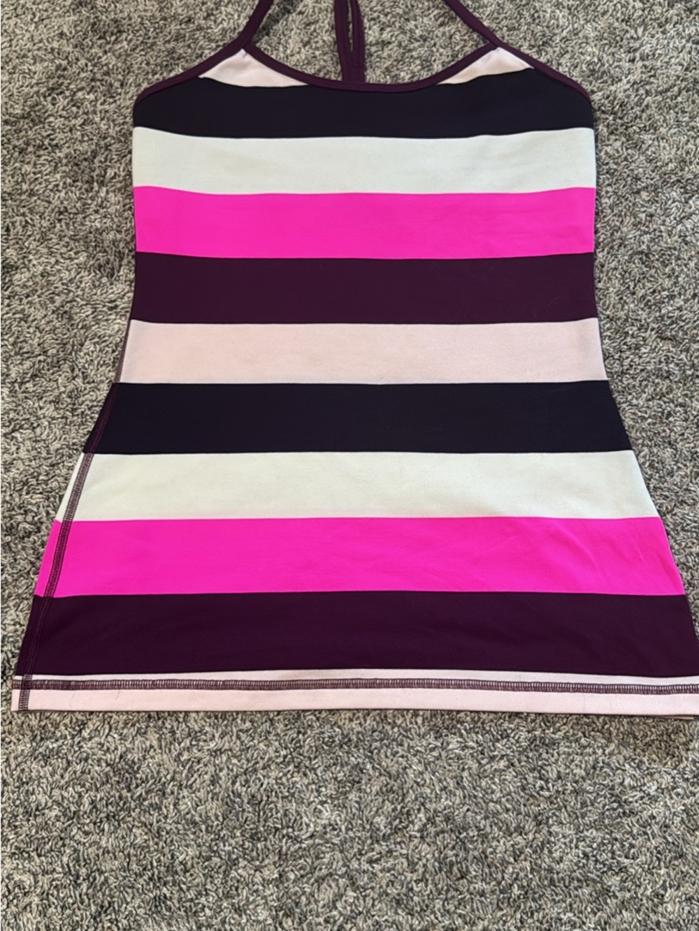 lululemon Pink & Raspberry Striped Power Y Tank S/M - Picture 2 of 5